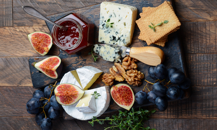 Cheese with jelly quince on tray. Typical spanish appetizer. snack